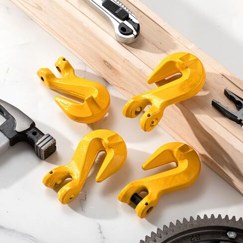 4 Pcs 3/8" Clevis Grab Hooks Grade 80 Steel, Working Load 7100 Lbs for Heavy Duty Lifting Trucks Trailer Tow Chain in Kuwait