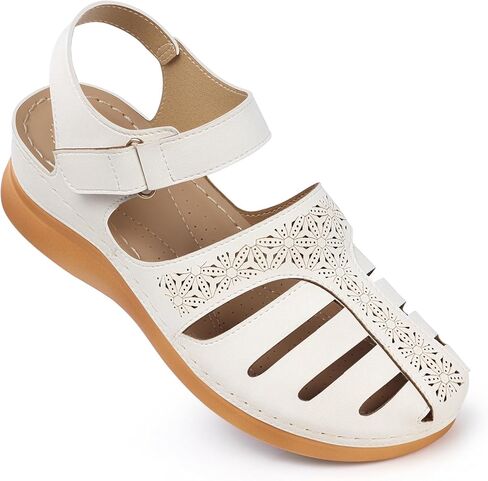 SHIBEVER Closed Toe Sandals Women: Summer Dressy Wedge Sandal - Fisherman Comfortable Hollow Out Sandals in Kuwait