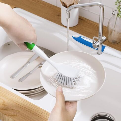 2 Pack Dish Scrub Brush with Handle, Kitchen Scrubber in Kuwait