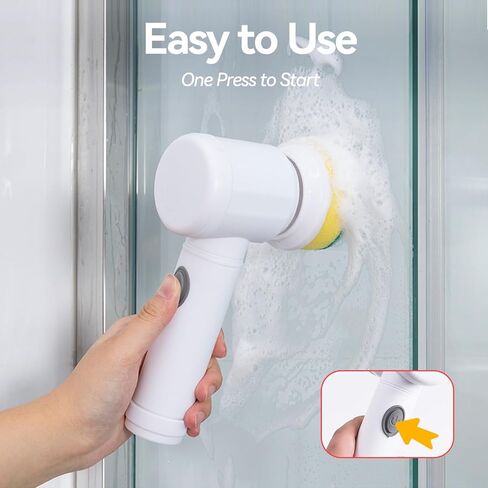 5 in 1 Cordless Electric Spin Scrubber & Power Scrubber - Rechargeable Battery, Fast Cleaning for Bathroom, Shower, Tile, Kitchen Floors, Household Cleaning Tools in Kuwait