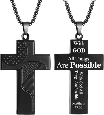 Sport Necklace for Men Pickleball Necklace Stainless Steel Cross Pendant Gifts for Men Pickleball Fans Bible Verse in Kuwait