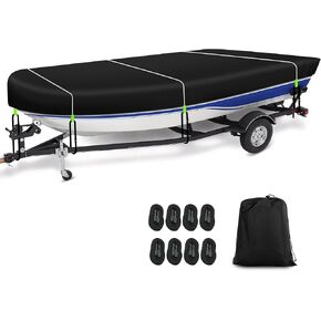 900D Heavy Duty Jon Boat Cover 14-16 ft, Waterproof with 10 Pcs Windproof Straps, Premium Protection, Essential Jon Boat Accessories for Flat-Bottom Jon Boats with Beam Width up to 75 inch in Kuwait