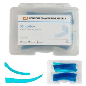 Dental Sectional Matrix Bands Contoured Anterior Composite Resin Bands Blue Transparent Matrices Strip Thickness 0.05mm M8 50Pcs/Box in Saudi Arabia
