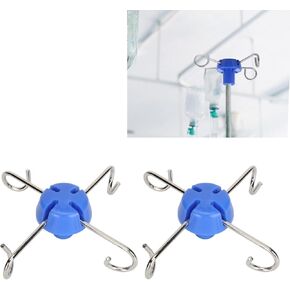 2PCS IV Pole Stand Hanging Hook, Metal Vertical Infusion Stand Hook with 4 Hangers, Drip Bag Hanger Hook Handbag Rack for Home Hospital Clinics in Kuwait