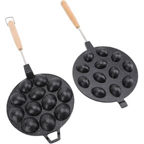Walnut Cookie Mold Maker, 12 Holes Aluminum Alloy Anti Stick Oreshki Mold Maker, Cookies Pastry Baking Pan with Wood Handles, Ideal for Home and Commercial Use (Black) in Kuwait