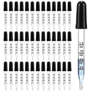 QWORK 1 ml Glass Liquid Droppers, Pack of 40Calibrated Pipettes, Essential Oil Dropper Pipettewith Kraft Boxes in Kuwait