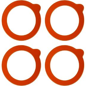 أختام مطاطية للتعليب، 4 عبوات، 3.75 بوصة، حشية سيليكون حمراء لبرطمانات ميسون (4، أحمر) in Kuwait