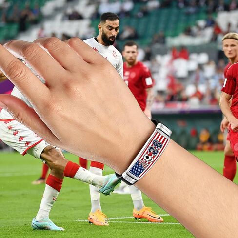 Soccer Fan Bracelet 2026 Sports Bracelet Adjustable Silicone Stainless Steel Wristband Game Day Accessories Patriotic Red White Blue Athletic Bracelet for Men Women Sports Lover Gift in Kuwait