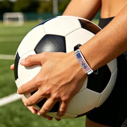 Soccer Fan Bracelet 2026 Sports Bracelet Adjustable Silicone Stainless Steel Wristband Game Day Accessories Patriotic Red White Blue Athletic Bracelet for Men Women Sports Lover Gift in Kuwait