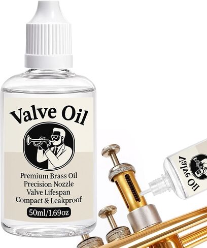 Brass Valve Oil 1.76oz for Trumpet, Trombone, French Horn, Tuba, Euphonium, All Brass Instruments Accessories | Valve and Rotor Lubricant - Odorless, Corrosion Protection Formula - Easy to Use (50ml) in Kuwait