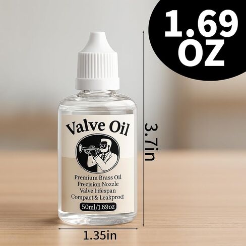 Brass Valve Oil 1.76oz for Trumpet, Trombone, French Horn, Tuba, Euphonium, All Brass Instruments Accessories | Valve and Rotor Lubricant - Odorless, Corrosion Protection Formula - Easy to Use (50ml) in Kuwait