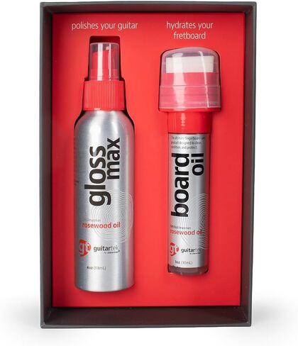 GuitarTek Essential Guitar Polish Duo Set, Premium Guitar Care Gift Set with Gloss Max Guitar Polish, Board Oil Fretboard Conditioner & 2 Microfiber Cloths in Kuwait