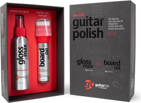 GuitarTek Essential Guitar Polish Duo Set, Premium Guitar Care Gift Set with Gloss Max Guitar Polish, Board Oil Fretboard Conditioner & 2 Microfiber Cloths in Kuwait