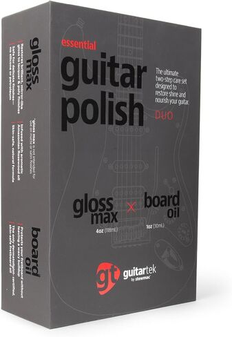 GuitarTek Essential Guitar Polish Duo Set, Premium Guitar Care Gift Set with Gloss Max Guitar Polish, Board Oil Fretboard Conditioner & 2 Microfiber Cloths in Kuwait
