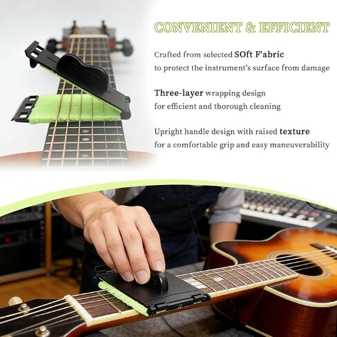 3pack Guitar String Cleaner, Fret Floss, Fretboard Cloth Tool Scrubber For Cleaning Maintenance Care Kit, For Guitar/Bass/Mandolin/Ukulele in Kuwait