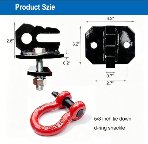 3/8" Tractor Bucket Grab Hooks with D-Ring, Bolt-On 2 Pack | Heavy-duty bolt-on tractor bucket grab hooks with D-rings for lifting, towing, recovery, and chain tie-down applications in Kuwait