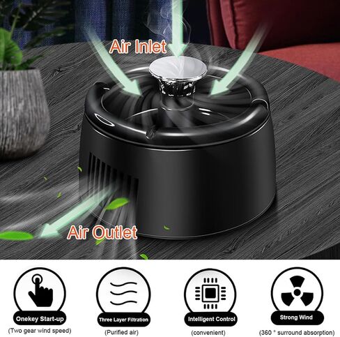 Smokeless Ashtray Smoke Removing Ash Tray Multifunctional 2 in 1 Smokeless Ashtrays Desktop USB Rechargeable Portable Ashtrays for Home Office in Kuwait
