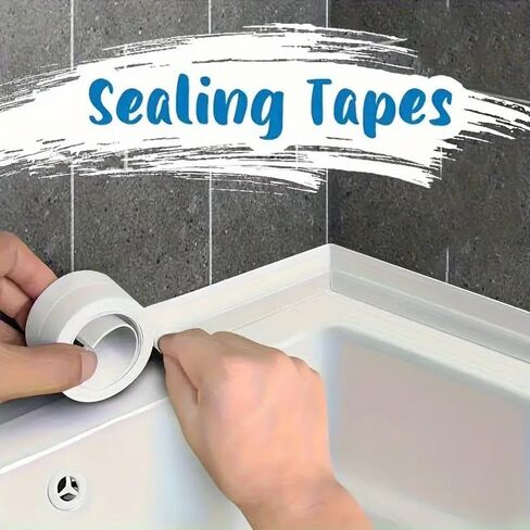 1 Rolls Heavy Duty Waterproof Sealing Tape, Bathroom Kitchen Gap Cover Strip, Leak Repair Tape for Sink Shower Toilet Bathtub, Easy-Apply Smooth Surface Sealer(3.8cm*150cm) in Kuwait