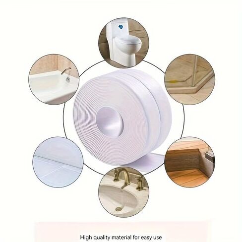 1 Rolls Heavy Duty Waterproof Sealing Tape, Bathroom Kitchen Gap Cover Strip, Leak Repair Tape for Sink Shower Toilet Bathtub, Easy-Apply Smooth Surface Sealer(3.8cm*150cm) in Kuwait