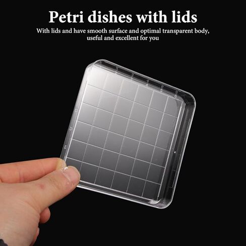 KALLORY 10 Pack Sterile Disposable Petri Dishes with Lids – 3.93" Square Plastic Cell Culture Plates for Biology Labs, Science Experiments, Seed Germination & Microscope Studies in Kuwait
