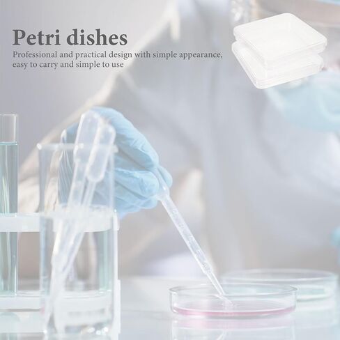 KALLORY 10 Pack Sterile Disposable Petri Dishes with Lids – 3.93" Square Plastic Cell Culture Plates for Biology Labs, Science Experiments, Seed Germination & Microscope Studies in Kuwait