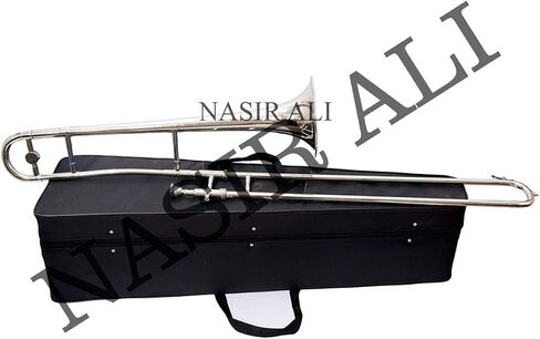 Valve Trombone Nickel Plated Bb Brass Musical Instrument with Carrying Case B Flat Trombone Mouthpiece for Standard Student & Beginner in Kuwait