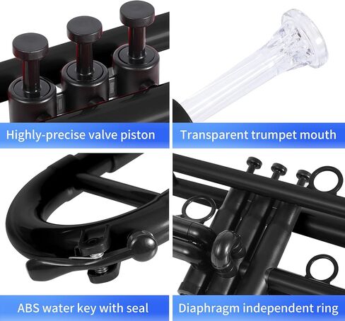 Professional Plastic Bb Trumpet Standard Trumpet Set for Student Beginner TruTra Standard Trumpet Training Device Bb Trumpet Training Device Bb Trumpet Instrument for Student Beginner in Kuwait