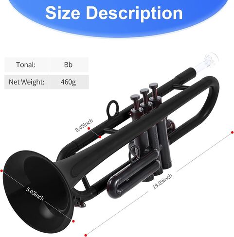 Professional Plastic Bb Trumpet Standard Trumpet Set for Student Beginner TruTra Standard Trumpet Training Device Bb Trumpet Training Device Bb Trumpet Instrument for Student Beginner in Kuwait