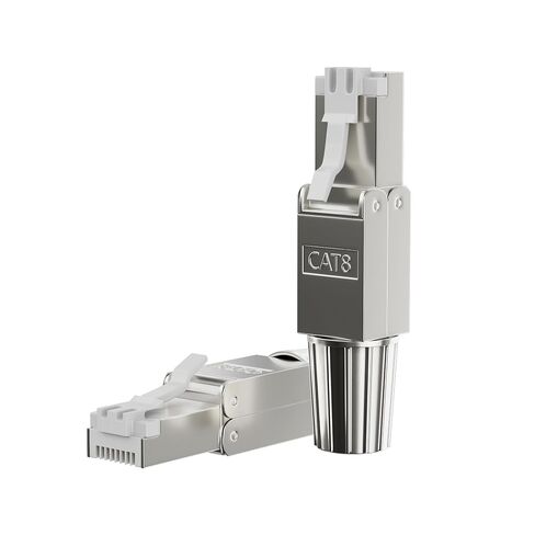 موصلات Syston Cat 8 RJ45 مكونة من قطعتين، موصلات كابل إيثرنت / أطراف Cat8 / مقابس Ethernet RJ45 / موصلات الشبكة، محطات مطلية بالذهب 50u، فضي in Kuwait