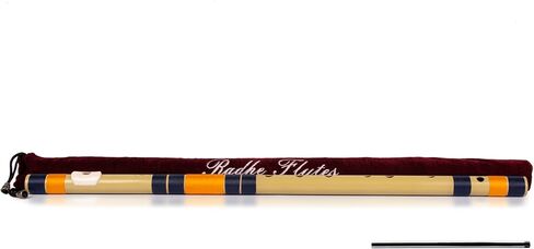 Radhe Flutes | G Natural Right Handed Base Bansuri | Dark Blue & Orage | Tuned With Tanpura A=440Hz | PVC Flute + Velvet Cover + Hindi & English Flute Lessons in Saudi Arabia