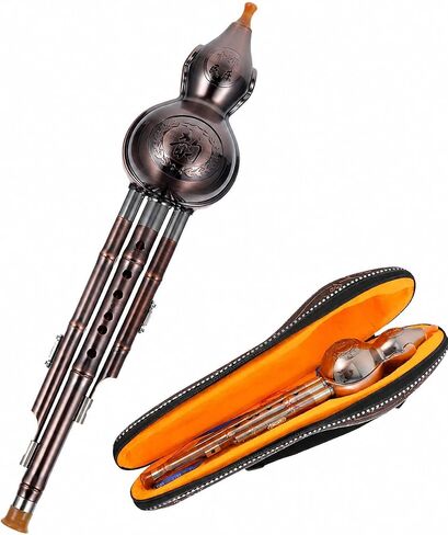 Milisten Chinese Cucurbit Flute Hulusi Traditional Musical Instrument Hulusi Gourd Flute with Chinese Knot Pendant and Non-Slip Rope for Beginners, Key C 17.32X3.54X3.14In in Saudi Arabia