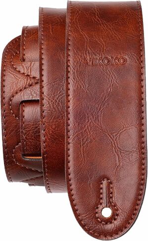 YIKOKO Guitar Strap 2.17", Soft Lightweight Automotive Leather Guitar Straps, Adjustable, Reinforced Keyhole & Slots, for Acoustic, Bass and Electric Guitars in Kuwait