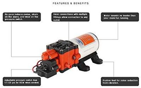 مضخة الحجاب الحاجز ذاتية التحضير Seaflo 24V 100PSI in Kuwait