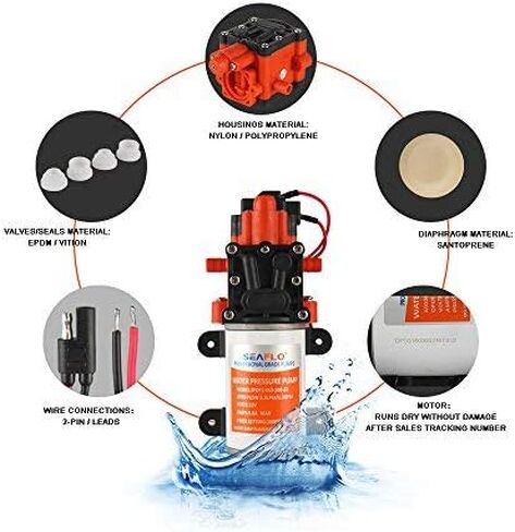 مضخة الحجاب الحاجز ذاتية التحضير Seaflo 24V 100PSI in Kuwait