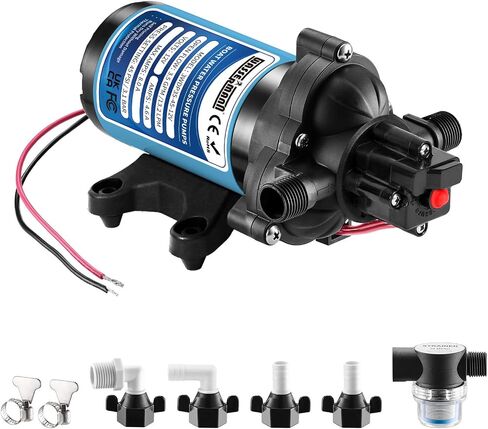 WASSERMANN 12V DC RV Water Pump, 3.5GPM 45PSI, 3-Chamber Self-Priming Diaphragm Pump with Pressure Switch for RV Marine Camping Yacht Garden, 1/2"NPSM Connection in Kuwait