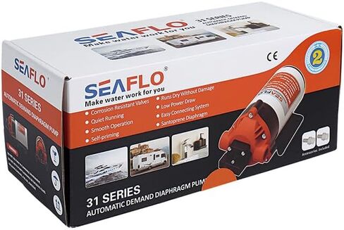 SEAFLO 12V 31-Series Water Pressure Pump - 1.8 GPM, 80 PSI, Self-Priming, Adjustable Pressure Switch, for RV, Boat, Marine, and Outdoor Use in Kuwait