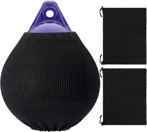 2 Pack 12" x 15" Round Boat Buoy Cover Boat Fender Bumpers Covers Fender Protector Bumper Sleeves Black Durable Polyester in Kuwait