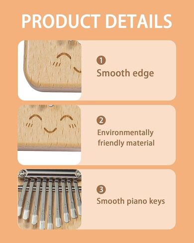 Mini Kalimba Thumb Piano - 9 Keys Portable Finger Piano with Lanyard Hole, Musical Instrument for Adults & Beginners, Travel Friendly in Kuwait