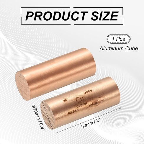 PATIKIL Red Copper Stick, 0.8x2 Cu Density Stick High Density Element Rod Unique Metal Round Periodic Table of Elements Collections Lab Experiment Teacher Scientific Classes in Kuwait