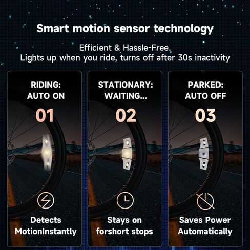 Rechargeable Bike Spoke Lights & Reflectors, 2-Pack, Waterproof & Easy to Install, 9-Color LED Bicycle Wheel Lights, Motion Sensor, 4 Lighting Modes, Safety Spoke Lights for Kids & Adults in Kuwait