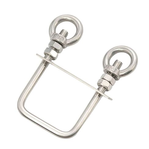 304 Stainless Steel Right Angle Double Eye Nut Clamp, M8 Square U-Bolt for Punch-Free Railing and Pipe Mounting (M8*50 * 90) in Kuwait