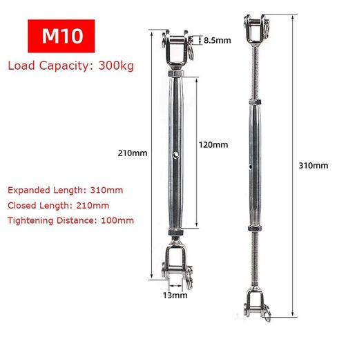 304 Stainless Steel M8 Double-Ended Threaded Rods, Through-Wall Bolts with Nuts and Oversized Washers, 13 Lengths (M10) in Saudi Arabia