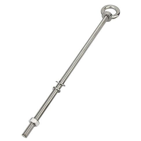 M10 304 Stainless Steel Extended Eyebolt Kit, Complete Set with Lock Washers for Through-Wall and Heavy-Duty Hanging (M10*250) in Kuwait