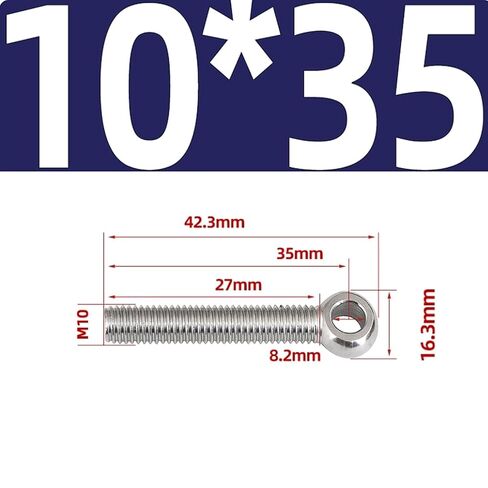 M10 304 Stainless Steel Eye Bolts with Slip Joint, 2 Pcs or 1 Pc Complete with Fisheye Screws for Rigging, Lifting and Marine Use (M10*35-2 Pieces) in Saudi Arabia