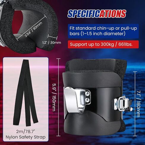 أحذية NYXOVA Gravity Inversion Boots مع خطافين - دعامات قدم معلقة مضادة للجاذبية للقوة الأساسية، وتمارين البطن، وتخفيف آلام الظهر، وتخفيف ضغط العمود الفقري، مع حبل أمان بطول 2 متر، مادة نايلون متينة in Kuwait