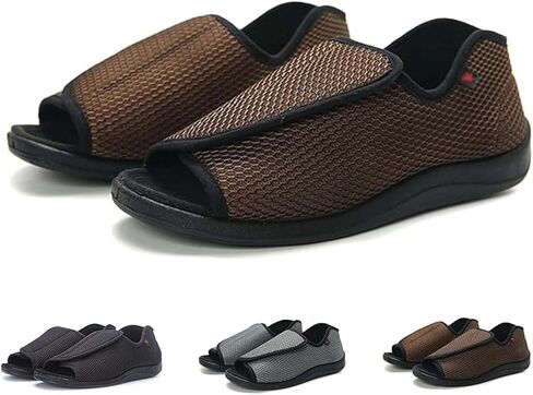 Open Toe Adjustable Shoes, Extra Wide Width Arthritis Edema Shoes, Lightweight Walking Shoes, Non-Slip Comfy Casual Slippers, for Senior Foot Pain Relief in Kuwait