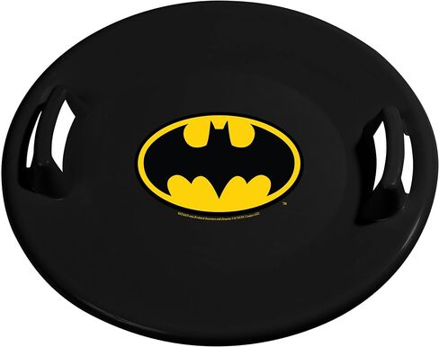 Slippery Racer Heavy-Duty Cold Resistant Downhill Pro Plastic Outdoor Winter Saucer Disc Snow Sled with Handles. (Batman- 1 Pack) in Kuwait
