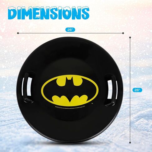 Slippery Racer Heavy-Duty Cold Resistant Downhill Pro Plastic Outdoor Winter Saucer Disc Snow Sled with Handles. (Batman- 1 Pack) in Kuwait