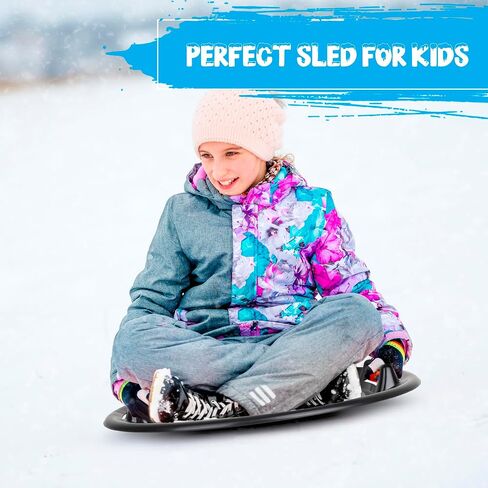 Slippery Racer Heavy-Duty Cold Resistant Downhill Pro Plastic Outdoor Winter Saucer Disc Snow Sled with Handles. (Batman- 1 Pack) in Kuwait