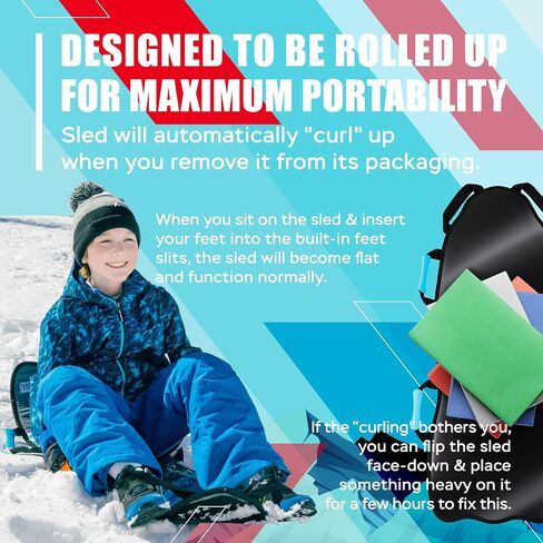 Sunlite Sports 45" Foldable & Roll-Up Snow Sled for Kids & Adults, Ultra-Portable Easy-Carry Design, Durable Reinforced Bottom for Heavy Snow & Winter Fun in Kuwait